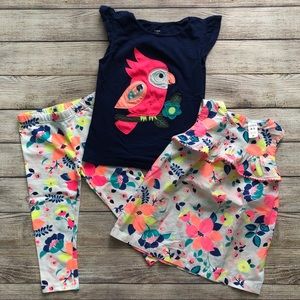 ❌ SOLD ❌ Floral Top & Leggings Outfit W/ Parrot
